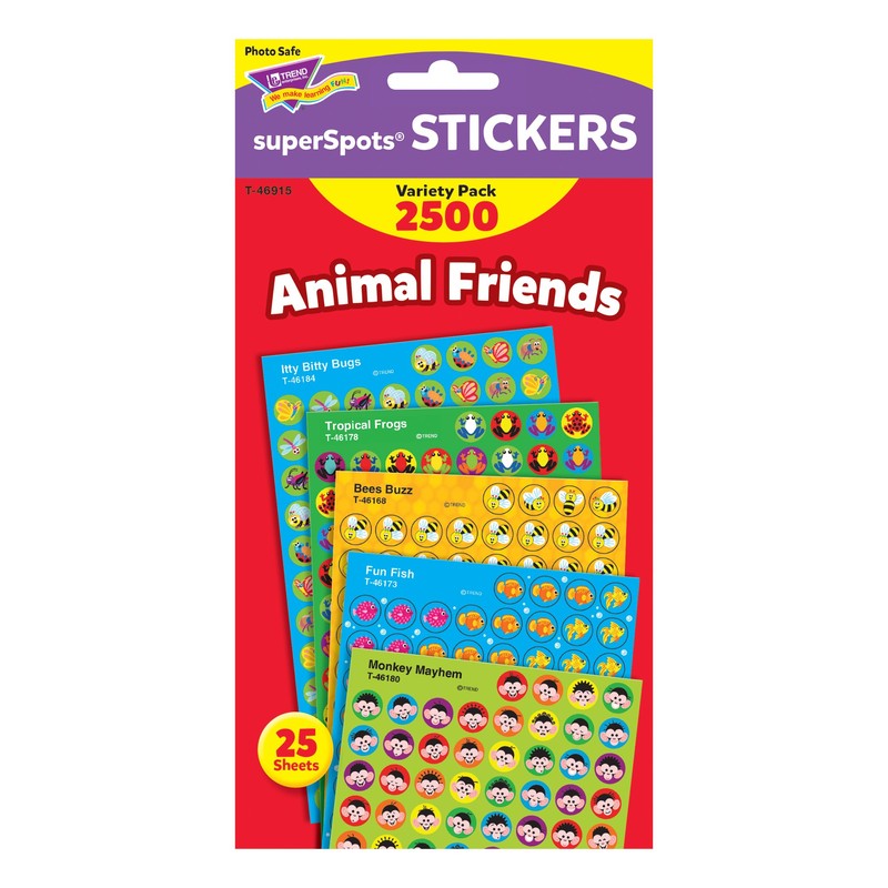 TREND enterprises, Inc. Animal Friends superSpots Stickers Variety Pack, 2500