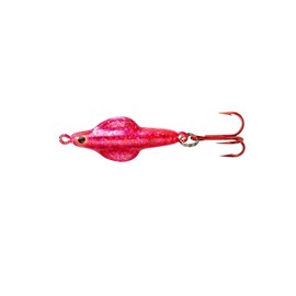 Lindy Rattl'N Flyer Spoon Hybrid Ice Fishing Lure Jigging Spoon, Scarlet Ice, 3/16 oz