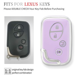 OFFCURVE for Lexus Key Fob Cover with Keychain Key Fob Case Holder for Lexus ES350 GS300 GS430 GS450h GS460 is F IS250 IS350 LS460 LX570 Car Accessories Smart Keyless Remote Key Protector, Purple