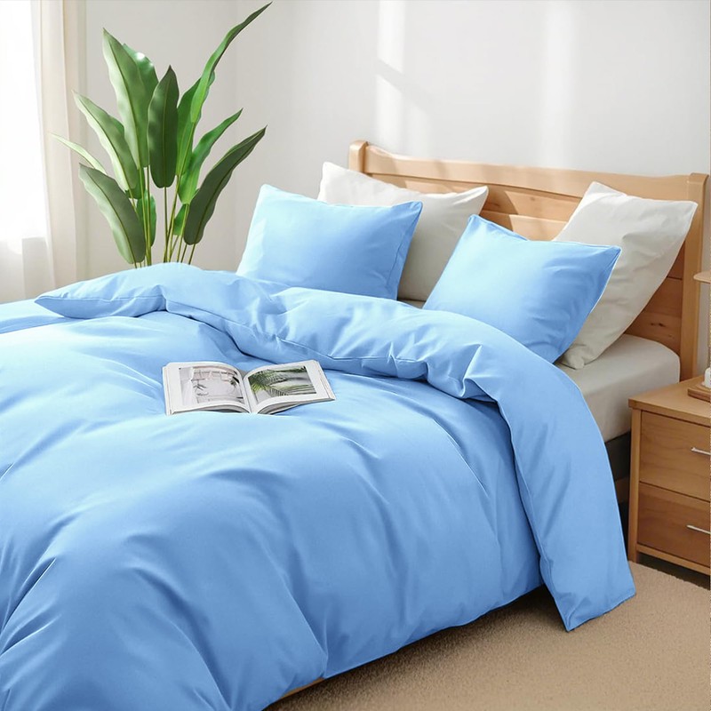 SSW HOMES King Size Duvet Cover Set (Light Blue) -