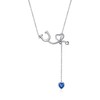 AOBOCO 925 Sterling Silver Necklace with Stethoscope Y Lasso Pendant