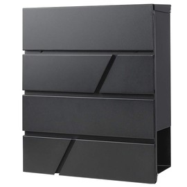 Decaller Metal Wall Mounted Mailboxes with Key Lock, Large Mail Box with Newspaper Compartment, Black, 13" x 14 2/5" x 4 1/5"