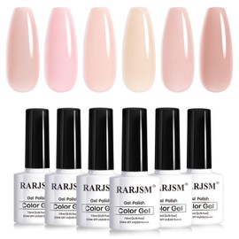 Nude Pink Gel Nail Polish Set 6 Pcs Transparent Neutral Skin Tone
