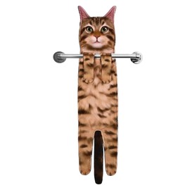 Cat Funny Hand Towels for Bathroom Kitchen - Cute Decorative Cat Decor Hanging Washcloths Face Towels Super Absorbent Soft- Valentines Day Housewarming Gift for Women Cat Lovers(MaineCoon Cat)