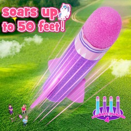 HappyGoLucky Girls Toys Age 3-12, Rocket Toy Launcher Toys for 3-10 Year Old Girls Garden Toys 3-9 Year Old Girls Gifts Stomp Toy Rockets Girls Gifts Age 5 6 7 Christmas Xmas Gifts for Kids