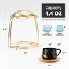 LUKA Ceramic Espresso Cups with Saucers and Metal Stand, Small
