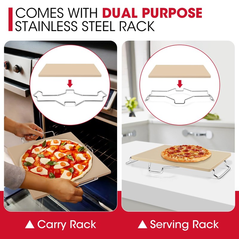 Unicook 12 Inch Square Pizza Stone for Oven and Grill,