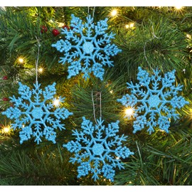 Christmas Concepts® Pack of 12-10 cm Glitter Snowflake for Hanging - Christmas Decorations (Turquoise)