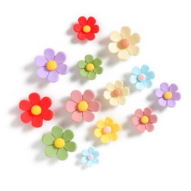 DWUENT 10pcs Flower Fridge Magnets, 2.7cm Single Diameter Cute 3D Floral Refrigerator Magnets, Decorative Magnetic Accessories for Whiteboard Locker Car Kitchen Office Decor (10 Pack)