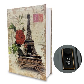 Golgner Book Safe with Combination Lock, Book Safe Safe, Secret Storage Box, Code Lock Book Safe, Book Safe for Office, Home, Money Jewellery Valuable Objects, 24 x 15.5 x 5.5 cm, Eiffel Tower Style