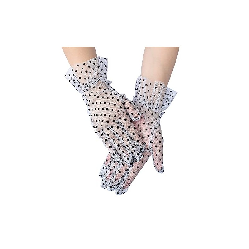 krautwear Women's Gloves Lace Elbow Long Evening Gloves Ruffled Bridal