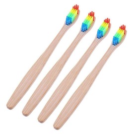 Mobestech 12pcs Colorful Bamboo Toothbrushes Ergonomic Handle for Travel and Home Use and Biodegradable Bristle Toothbrushes for Oral Health