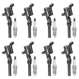 Vplus Ignition Coil DG508 & Spark Plug SP479 compatible with Ford 4.6L 5.4L V8 DG457 DG472 DG491 CROWN VICTORIA EXPEDITION F-150 F-250 MUSTANG LINCOLN MERCURY EXPLORER (Set of 8)