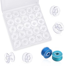 Doxiru 25 Plastic Sewing Machine Bobbins with Bobbin Case