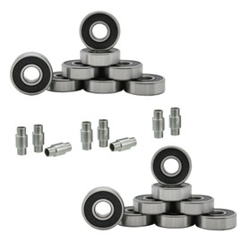 Hockey Bearings ABEC 9, 7, 5 Inline Roller Speed Package 16 Bearings and 8 Spacers Kit (ABEC 5 - Black)