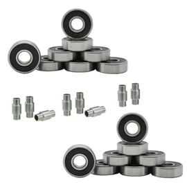 Hockey Bearings ABEC 9, 7, 5 Inline Roller Speed Package 16 Bearings and 8 Spacers Kit (ABEC 5 - Black)
