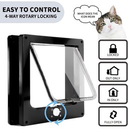 EASY JOY Cat Doors(Outer Size 8.6" x 7.5"), 4-Way Locking Cat Door for Interior Exterior Doors, Weatherproof pet Door with Magnet for Cat or Dog < 16.1 inches in Girth(Black M)