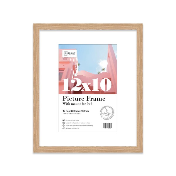 Almost Frameless 12x10 Oak Picture Frame With Mount for 9x6