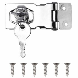 Keyed Hasp Lock Hasp and Staple with Padlock,Heavy Duty Shed Lock Door Lock Hasp Twist Knob Keyed Locking Hasp Safety Door Clasp Gate Lock with Key for Cabinets Cupboard Drawer Gate (2.5Inch)