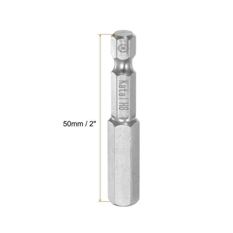sourcing map 5pcs H8 Hex Screwdriver Bit 1/4" Hex Shank