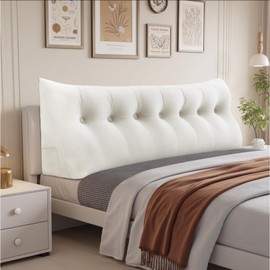 Novelledo Headboard Pillow,Bed Wedge Pillow for Headboard,Headboards Wedge Pillow Queen,Bed Bolster Cushion Headboards with Removable Cover,Suitable for Sitting and Sleeping(White,Size:76x8x20