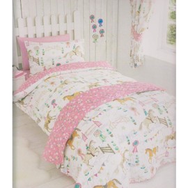 Horses Animals Girls Single Quilt Duvet Cover & Pillowcase Bedding Bed Set New