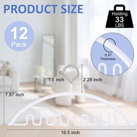 Clothes Hanger 12 Pack, Sweater Hangers No Shoulder Bump, 16.5 Inch Wide Heavy Duty Metal Coat Hangers for Closet Non Slip PVC Coating Space Saving Hangers for Suits Dresses Jackets Bra Shirt White