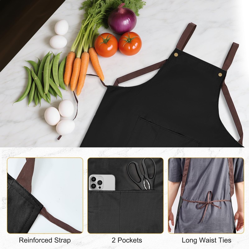 APRONPANDA Waterproof Aprons for Women and Men, Cooking Working Chef
