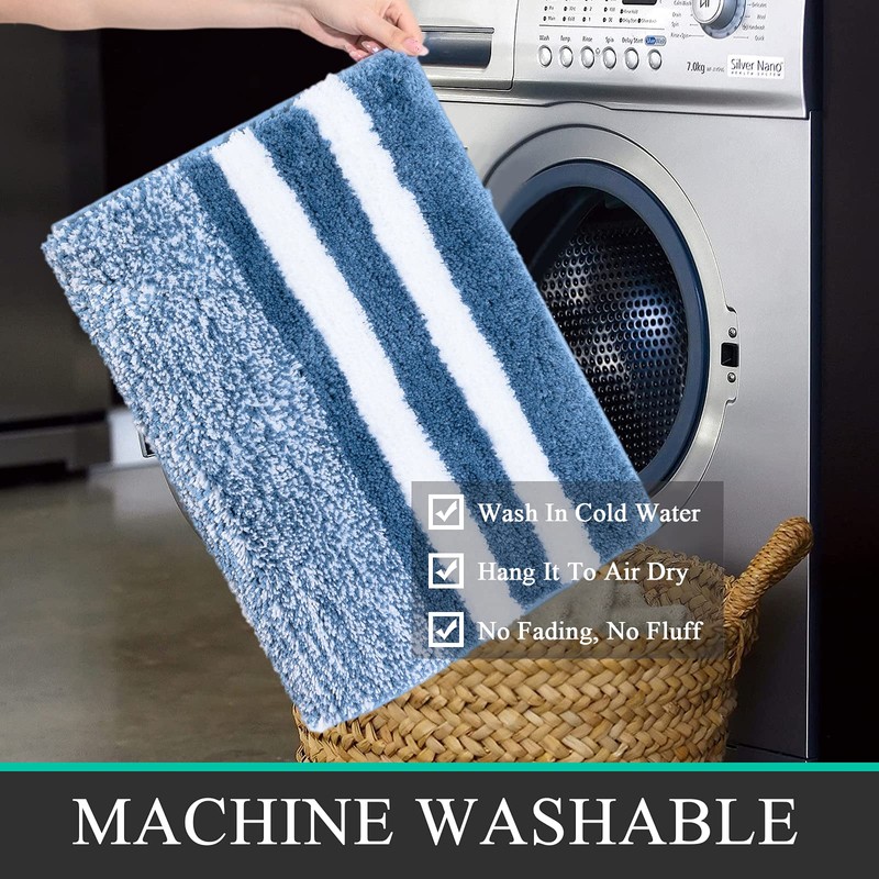 Pauwer Soft Bath Mats, Microfiber Fluffy Non Slip Bathroon Rug