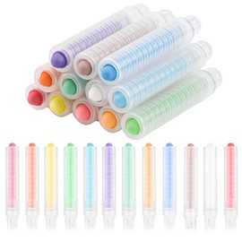 PEUTIER 12pcs Dustless Chalk for Kids, Colorful Dustless Chalk with Holder Art Tool for Blackboard Children Drawing Writing, 3.7x0.63 Inch
