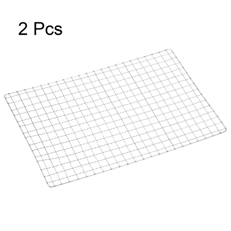 sourcing map 2pcs Square BBQ Grill Net 7.9"x11.8" Galvanized Iron