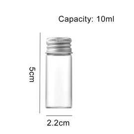 UPSTORE 12Pcs 10ml/0.34oz Empty Clear Glass Bottles With Screw Aluminum Cap Small Glass Vials Mini Tiny Jars Message Sample Bottle for Essential Oil Powders Art Craft Decor Wedding Favors
