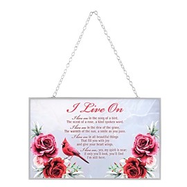 Dicksons Cardinal I Live On, Red 8 x 5 Inch Metal/Glass Window Suncatcher