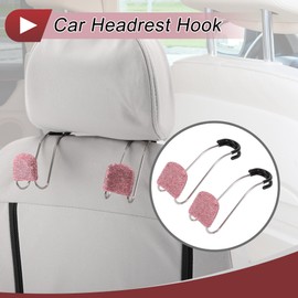 HEROFFIX 2 Stück für Geldbörsen und Taschen, Regenschirm usw. Auto Kopfstützenhaken Robuste Auto Rücksitz Organizer Haken Pink Strasssteine 15,6 cm x 4,6 cm