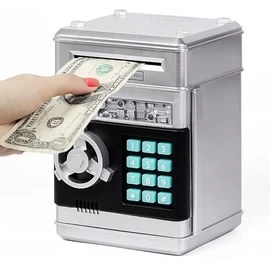 Piggy Banks for Kids with Electronic Password, ATM Banks Cashes & Coins Saving Box, Auto Scroll Paper Money Saving Box Toy for 6 7 8 9 10 11 12 Years Old Boys Girls Best Gift (Sliver)