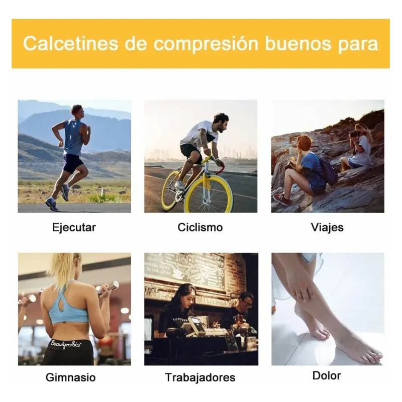 Calcetas Compresión Medias Alivia Varices Y Circulación 6pz