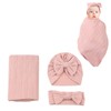 3pcs Receiving Blanket Headband Set Cotton Polyester Wheat Texture Pure