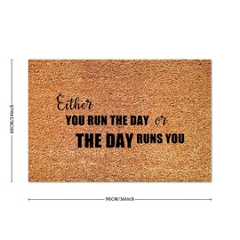 SILYHEART Either You Run The Day Or The Day Runs You Coir Mat Bible Verse Doormats Funny Thick Durable Non Slip Mat for Porch Patio Front Entry Apartment 24x36in