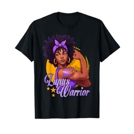 Lupus Warrior Afro Black Woman Wear Purple Ribbon Awareness T-Shirt