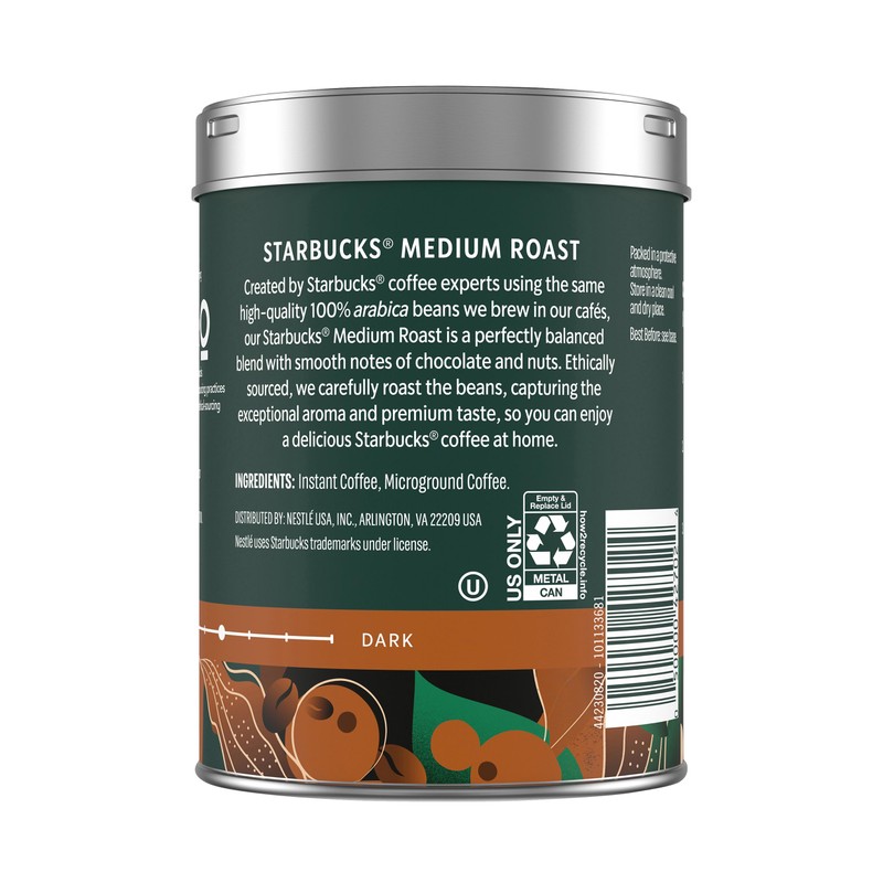 Starbucks Premium Instant Coffee, Medium Roast Coffee, Arabica Beans, 3.17