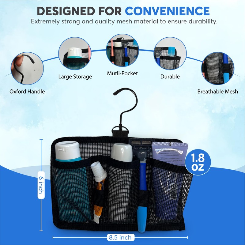 Hangable Mesh Shower Travel Kit Caddy - Large Capacity Travel