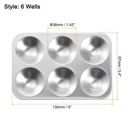 QUARKZMAN Paint Palette Tray 5 x 3.4 Inches 6 Sources Aluminium Rectangle Paint Mixing Palette for Acrylic Oil Watercolour Artist Crafts Painting