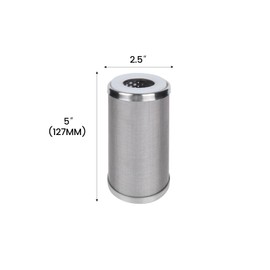 Amwater Stainless Steel Cleanable Wire Mesh Filter Cartridge 5”Length,2.5"OD(50 Micron)