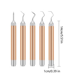 Taicols Vinyl Weeding Tools Set with LED Light, 5 Pcs Weeding Kits Hook Weeder, Vinyl Lighted Weeding Pen Tools Straight Weeder Portable Weeding Hook Pin Tool Set for Crafting Silhouettes Cameos DIY