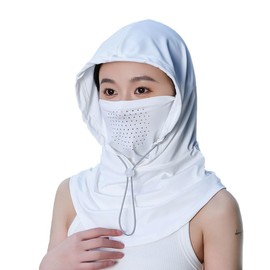 BSYLOO Women's UV Protection Balaclava Hat with Neck Guard & Face Mask for Cycling, Travel & Outdoor Activities White