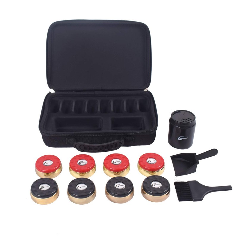 GAMESUN Shuffleboard Pucks Set of 8, Red, Black, 2 5/16"