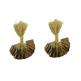 200 Pack Kraft Gift Marking Tags Price Labels Display Tags Strung for Crafts & Gifts. Personalize & Price Your Merchandise (1" x 1/2") for Jewelry, Clothing, Organization, Storage
