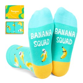 HAPPYPOP Funny Banana Gifts For Banana Lovers - Banana Socks Fruit Socks for Kids Boy Teen Girls 7-9 Years