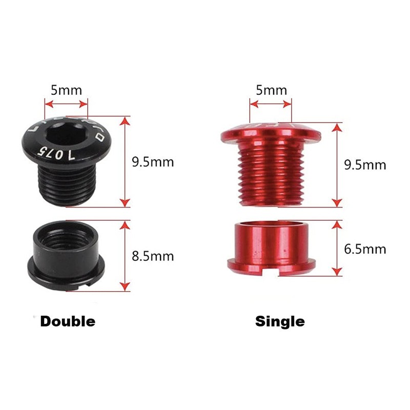 CATAZER 5 PCS 7075 Aluminum Alloy Single Chainring Bolts Double