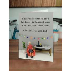 Bold & Bright - Funny Birthday Cards - 'Wine Dinner' - Hilariously Funny Cards - Cheeky Cards For Her Ladies Women Friends - Sold by Brainbox Candy